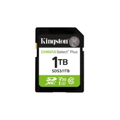 Kingston Technology 1 TB SDXC Canvas Select Plus Gen3 - High-Speed 150 MB/s, C10 UHS-I U3 V30 for Ultimate Performance